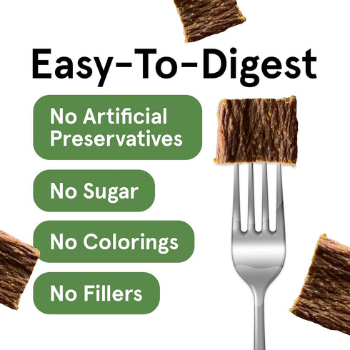 12oz 95% TRMC Real Meat Dog Treats - Bag of Bite-Sized Air-Dried Beef Jerky for Dogs - Grain-Free Jerky Dog Treats Made