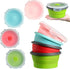 Suclain 4 Pcs Camping Bowl Set, Collapsible Silicone Bowl with Lid for Lunch, Salad, Travel - Red, Pink, Blue, Green