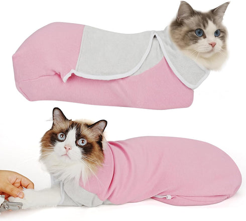 Pawfun Self-Adhesive Cat Grooming Wrap Pink-S-2