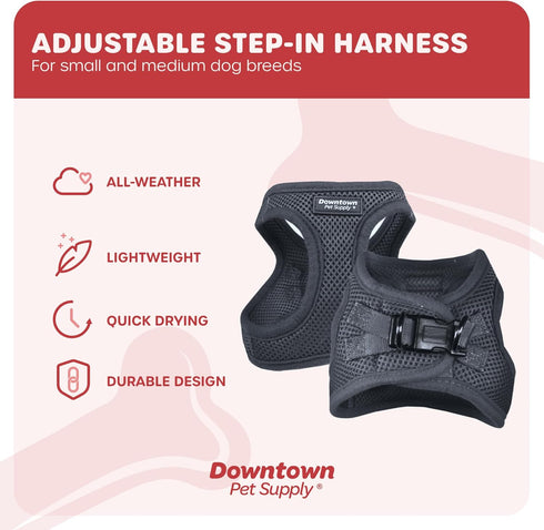 Downtown Pet Supply No Pull Step in Dog Harness, X-Large Charcoal - Adjustable Padded Mesh Fabric with Reflective Trim