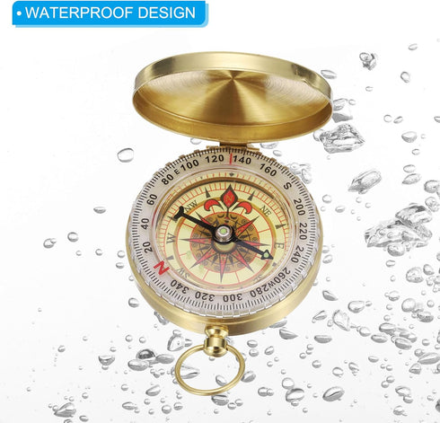 PATIKIL Camping Survival Compass - Brass Pocket Compass Glow in The Dark for Hiking, Camping, Hunting Navigation