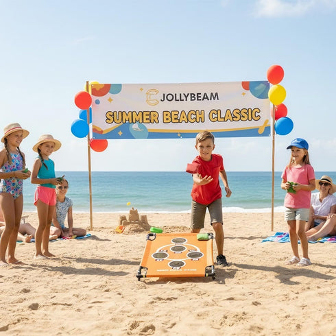 JOLLYBEAM 2026 8 Bags|3x2 Games|15+ Upgraded Arcade Style Cornhole Board with Bean FT Regulation Corn Hole Multi-Games|