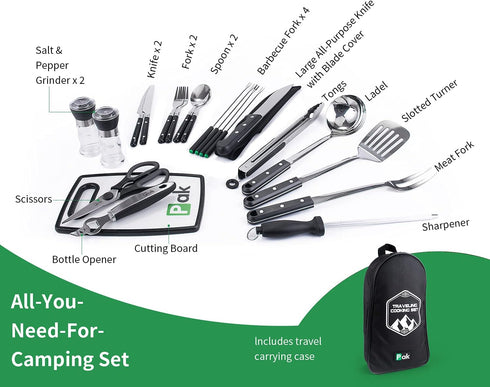 Pak Camping Cookware Set, Camp Kitchen Utensils, Camping Cooking Accessories for RV Camp
