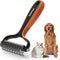 Deshedding Dog Brush - 2-in-1 Professional Undercoat Rake and Furminator for Long-Haired Dogs and Cats