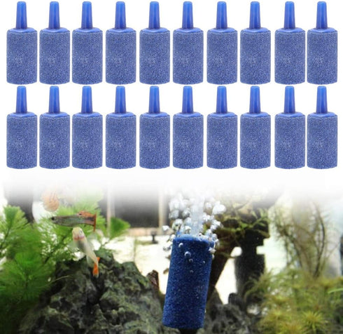 20PCS Blue Sandstone Cylinder Shape Aquarium Aeration Bubble Stone Set Air Stone Kit Fish Oxygen Pump Bubble Stones Airstones Diffuser