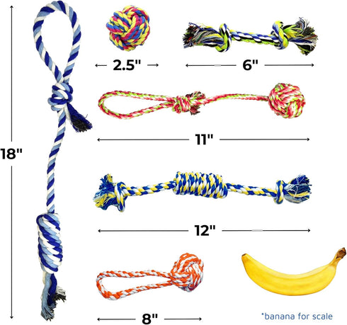 Small Puppy Dog Rope Toys for Play, Chew, Teething, and Boredom - for Smaller Dogs (6-Pack)