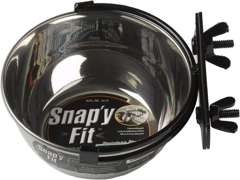 MidWest Homes for Pets Snap'y Fit Stainless Steel Food or Water Bowl, 10 Ounces, Rust-Resistant, No-Tip Design, for