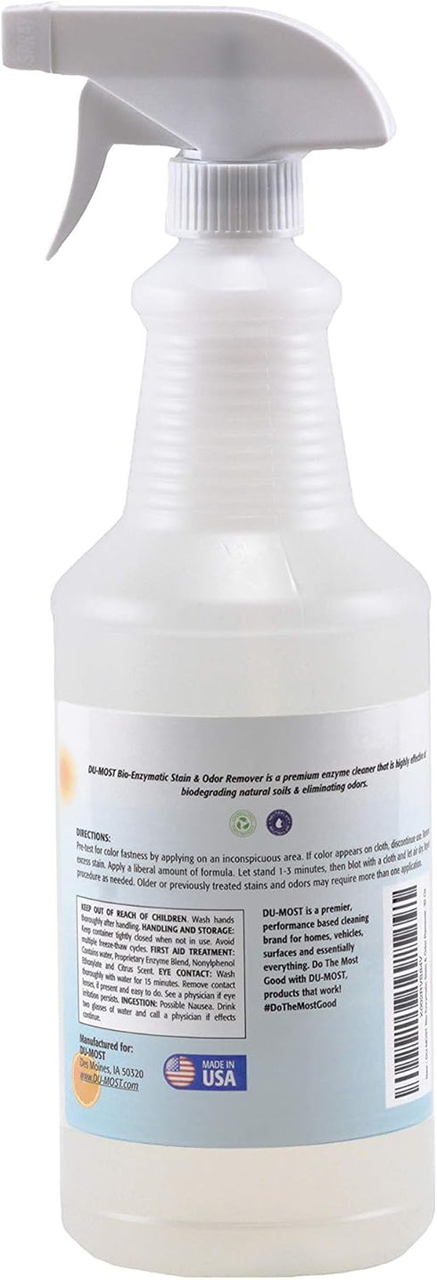 Bio-Enzymatic Stain & Odor Remover, Professional-Grade & Biodegradable, 32 Oz for Pet Urine, Wine, Ink, Fabric Cleaning