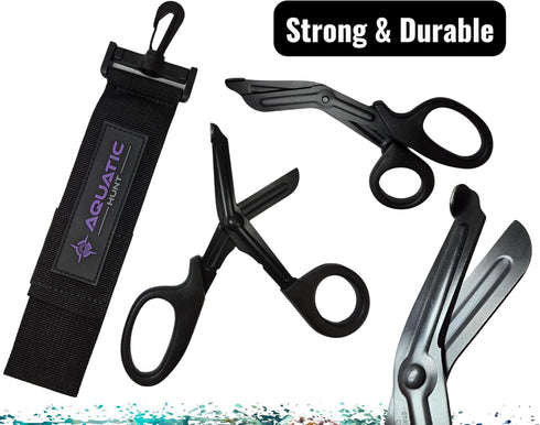 Stainless Steel Dive Scissors/Shears with Sheath and Swivel Clip for Fishing and Hunting