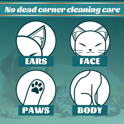 Pet Rinse Free Grooming Gloves, 10Pcs Wash Free Wipes for Dogs & Cats, Cleansing Grooming with Plant Extract