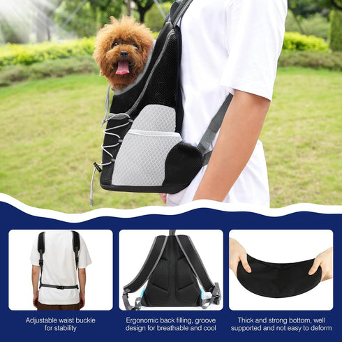 Pawaboo Pet Dog Carrier Backpack, Adjustable Breathable Front Carrier for Small Medium Dogs and Cats (Black M)