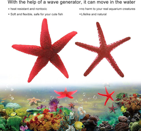 Soft and Flexible Sea Star Artificial Starfish, Silicone Decoration for Fish Tank Landscaping Supplies