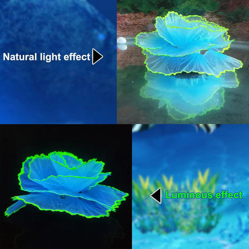 Besimple Artificial Coral Ornament, Glowing Effect Resin Aquarium Plants for Fish Tank Decorations in Blue