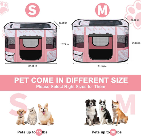 Cowhill 31"L 22"W 21"H, Foldable Dog Playpen Indoor,Expandable Puppy Playpen,Portable Pet Playpen for Small