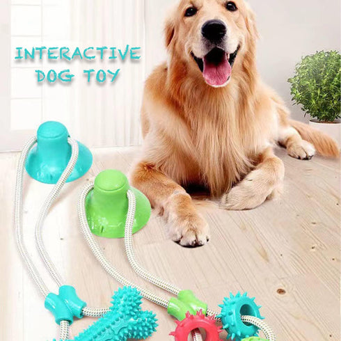 Dog Chew Suction Cup Tug of War Toy, Interactive Puppy Teething Chew Toy, Boredom Chews Bone (BLUE UPGRADE)