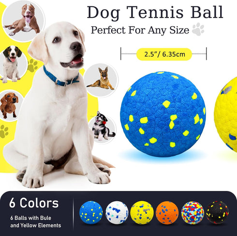 CHEODIN 6 Pcs Dog Balls Tennis Ball for Aggressive Chewers Indestructible Dog Teething Chew Toys for Large Medium Small
