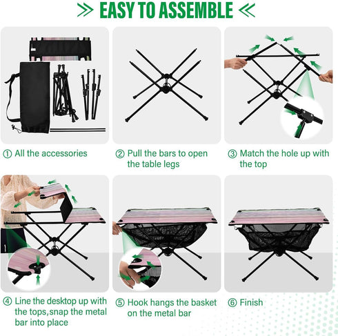Amooorous Foldable Coffee Table Gradual Change Extendable Outdoor Grill Table with Carry Bag for Outdoor Cooking Picnic