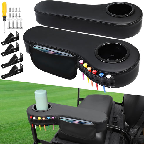 MOSNAI Golf Cart Armrest with Cup Holder for Club Car EZGO Yamaha, Upgrade Armrest with Phone Storage Pouch, Better