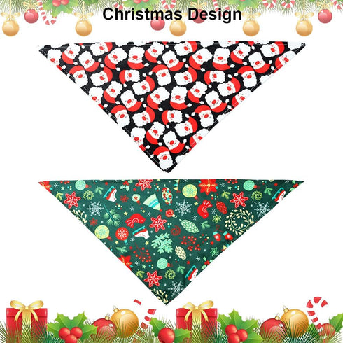 ADOGGYGO 4 Pack Dog Bandana Christmas Scarf Triangle Bibs Kerchief Set, Red Green Pet Christmas Costume Accessories