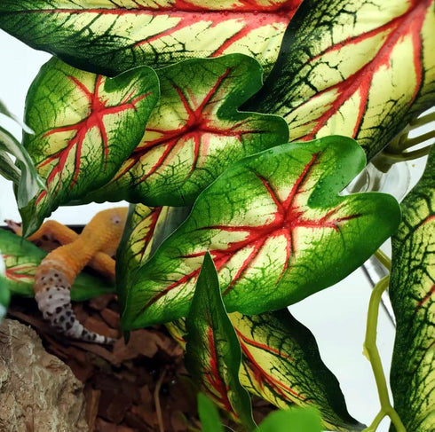 FLmoving 2-Pack Reptile Plants for Terrarium, Amphibian Habitat Decor Artificial Hanging Plants with Suction Cup