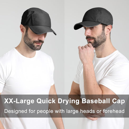 Oversize XXL Men's Quick Dry Baseball Cap, Lightweight Cooling Breathable Mesh Snapback Hat for Big Heads