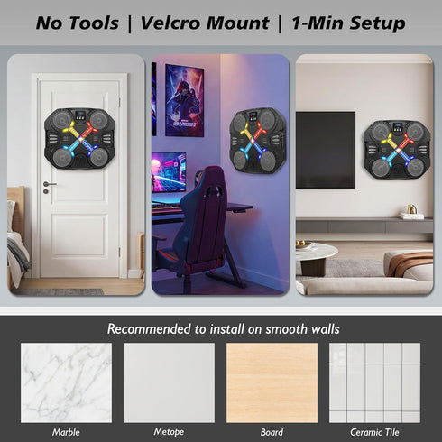 3 4 5 6 7 8 9 10 11 12+ Music Boxing Machine Sport Toys for Kids and Adults,Wall Mounted Bluetooth Smart Punching