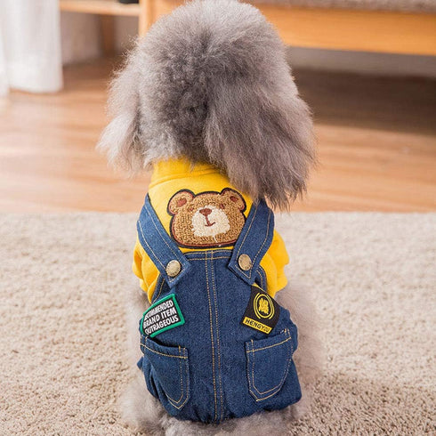 Cute Denim Overalls Dog Costume Clothes for Small & Medium Pets, Boy & Girl Coats, T-Shirts, Sweatshirts