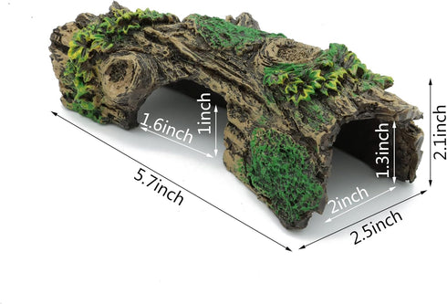 JIH Aquarium Decorations - Resin Hollow Tree Trunk Ornament for Bettas House Cave Decor