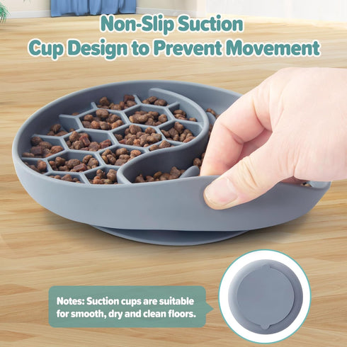Slow Feeder Dog Bowls - Silicone Pet Food Bowls with Suction Cups for Small Medium Breeds, Non-Slip Feeding Bowls