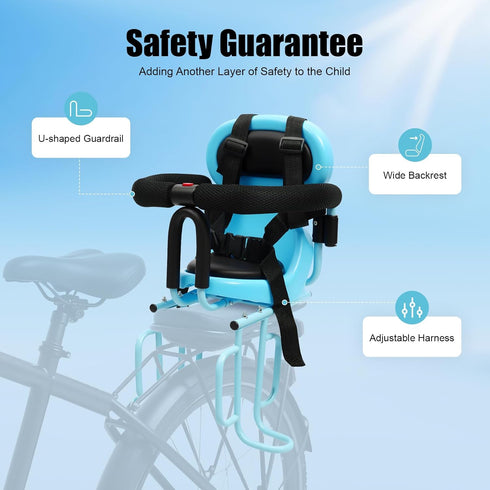 Rear Baby Bike Seat with Handrail - Child Carrier for Safe Riding