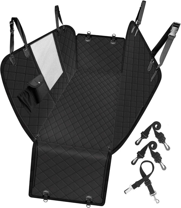 Femuar Dog Car Seat Cover with Storage Pockets Mesh Visual Window, Waterproof