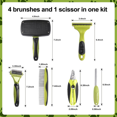 Generic 6 PCS Dog and Cat Grooming Kit, Versatile Tools Including Shedding Brush, Nail Clipper with Nail File, Slicker