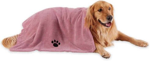 Bone Dry Pet Grooming Towel Collection - Absorbent Microfiber X-Large, 41x23.5", Embroidered Rose