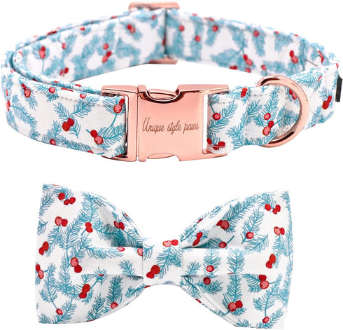 Unique Style Paws Christmas Dog Collar, Adjustable Bow Tie Pet Collar Gift for X-Large Boys or Girls Dogs