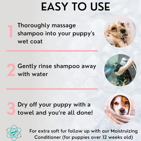 16 fl oz Tearless Puppy Shampoo and Conditioner - Anti Itch Dog Shampoo for Sensitive Skin with Coconut Oil