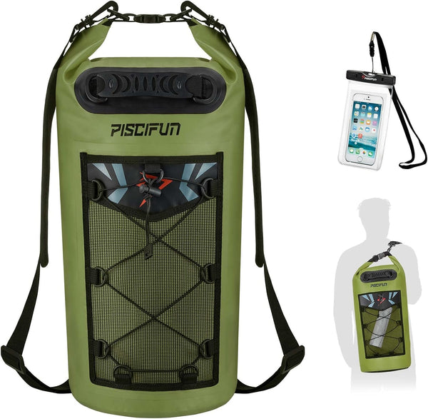 Piscifun Dry Bag, Waterproof Floating Backpack 5L/10L/20L/30L/40L with Waterproof Phone Case