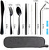 Travel Utensils Set with Case - Reusable Portable Stainless Steel Cutlery Set, 8pcs Including Knife, Fork, Spoon,