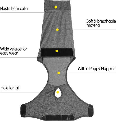 HEYWEAN Full Body Dog Diaper, Puppy Nappies for Male Female Dogs, Physiological Surgery Recovery Suit