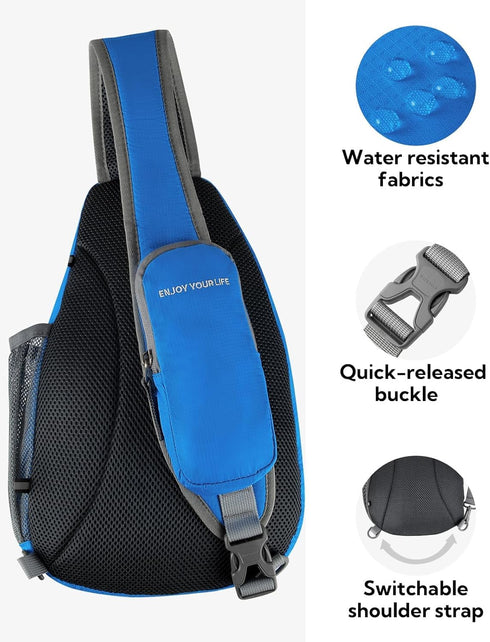 WATERFLY Crossbody Sling Bag, Small Water Resistant Backpack, Lightweight Shoulder Chest Daypack for Men Women Hiking