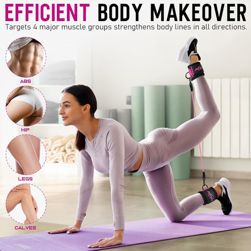WALITO Ankle Resistance Bands with Cuffs, Ankle Weights for Women, Glutes Workout Equipment, Exercise Equipment for