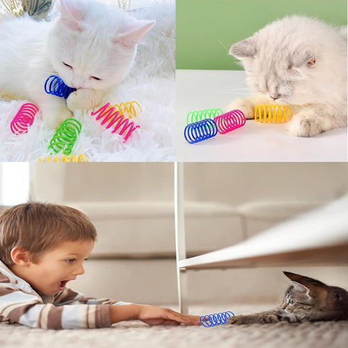WHXYTHREE 12 PCS Colorful Interactive Cat Spring Toys, BPA-Free Durable Spiral Springs for Indoor Cats, Active Play