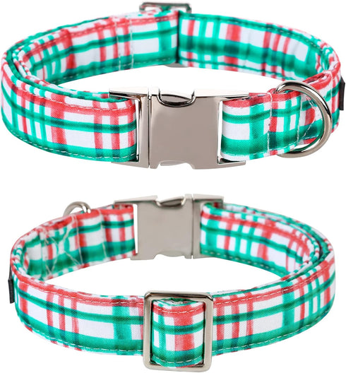 Lionet Paws Christmas Dog Collar with Flower, Adjustable Comfortable Collar for Dogs, Girl Gift, L, Neck 16-24 in