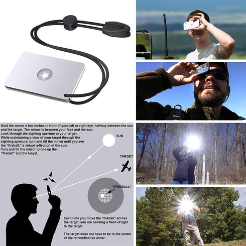 Signal Mirror Survival Military Grade 2 x 3 in, Emergency Gifts for Men Hiking SOS Rescue Mirror