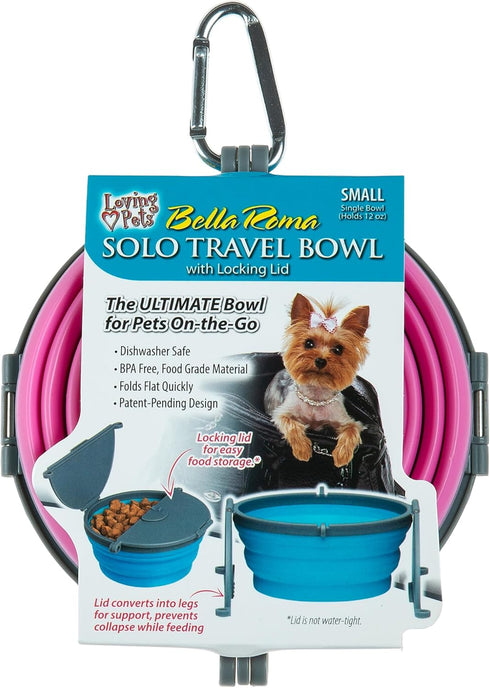 Loving Pets Bella Roma Collapsible Dog Bowls, Silicone, Foldable Bowl, Puppy Essentials, Hiking Supplies, Pink, Small