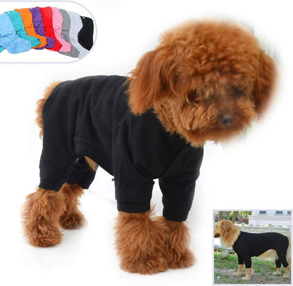 Lovelonglong Black Dog Pajamas, Lightweight Cotton Jumpsuits, 4 Legs Onesies for Large Medium Small Dogs