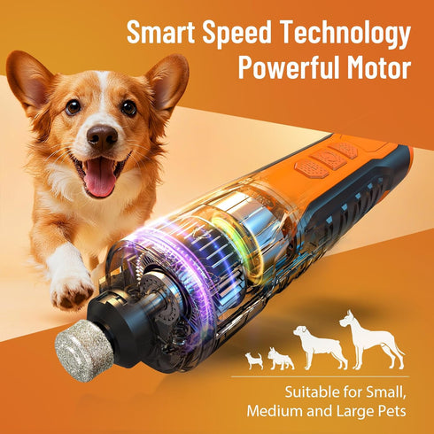 Juveximzy 5-Speed Trimmer Electric Dog Nail Grinder: Quiet Dog Nail with LED Light, Adjustable Safety Guard