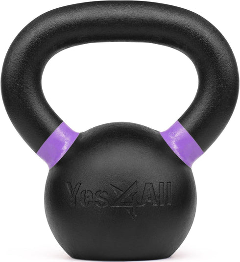 Yes4All Cast Iron Kettlebell Weights, Powder Coated for Strength Training and Home Gym