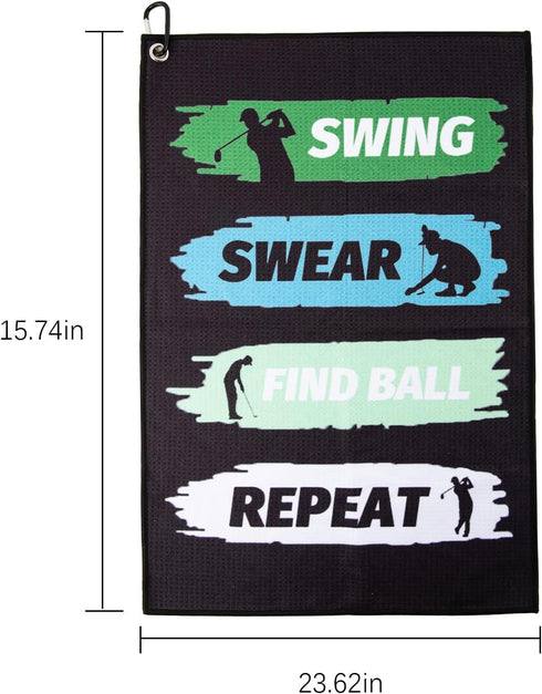 Funny Golf Towel - Printed Microfiber Towels with Clip, Golf Accessories for Men and Women