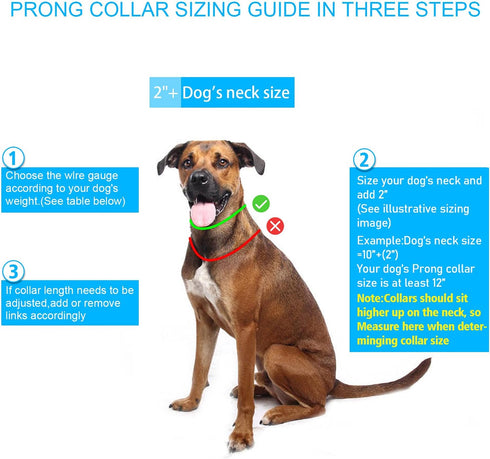 Dog Prong Collar with Quick Release Clip, Adjustable Stainless Steel Links with Rubber Tips, Choke Collar
