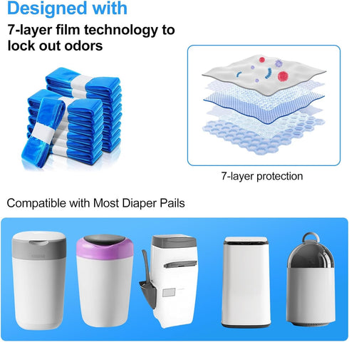 15 Pack Cat Litter Refill Bags, Diaper Refills With Refill, Excellent Sealing and Toughness Compatible With all Refill
